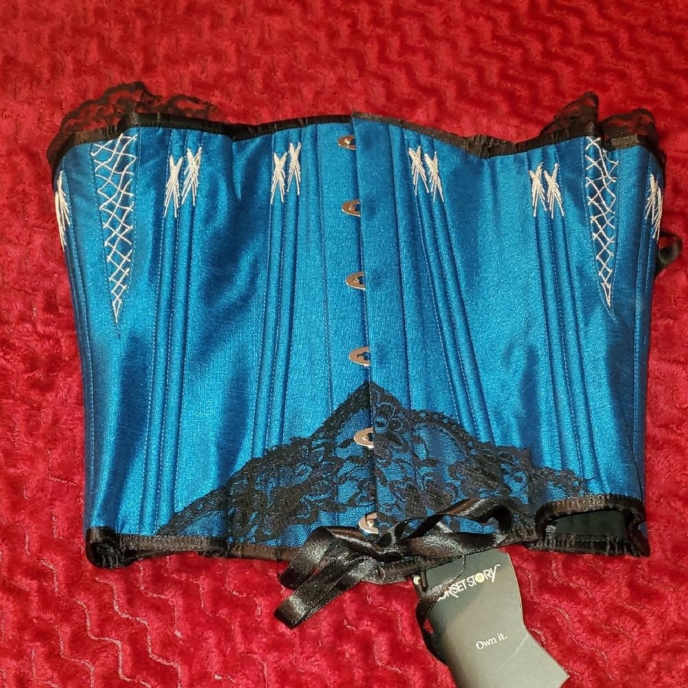 Blue and Black Corset by Corset Story